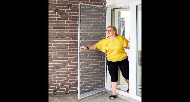 Deurhor | Hordeur | Insectenhor | max 100 x 210 cm, inkortbaar,wit aluminium frame met antraciet horregaas