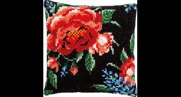 Vervaco - Kruissteekkussen kit - Klimroos - PN-0183605 - Borduren - Borduurpakket - Borduurpakket volwassenen - Borduurpakket kind