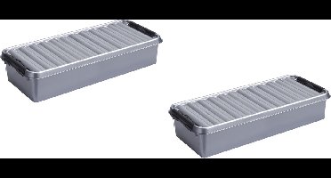 5x stuks sunware q-line opberg box/opbergdoos - 6.5 liter - 48 x 19 x 10 cm - kunststof - opslagbox - grijs