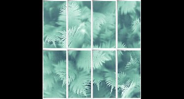 Horizons raam/bladeren blauwgroen (glasroeden vliesbehang, multicolor)