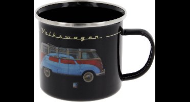 VW T1 Bus Emaille Mok 500ml - zwart