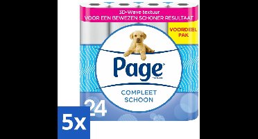 5 x Page Toiletpapier Compleet Schoon 2-laags 24 stuks per verpakking - Toiletpapier - 2-laags Toiletpapier - 3D Wave™ - Katoen - Hygiëne