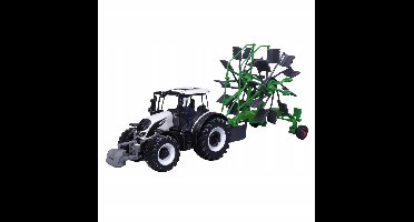 Bburago Valtra N174 tractor met maaier - 27cm