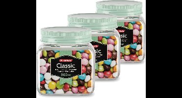 Plasticforte keuken voedsel voorraadpot - Set van 12x stuks - weckpot - mintgroen - 800 ml - kunststof - met deksel - 10 x 12 cm
