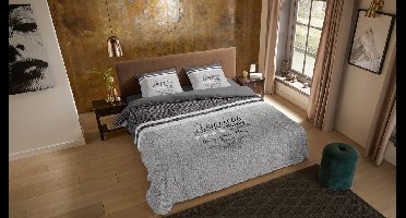 Pure dekbedovertrek tekst - Lits jumeaux 240x200/220 cm - Grijs - Microvezel