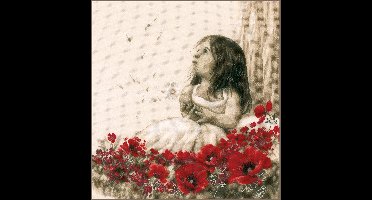 Vervaco - Telpakket kit - Sepia - Meisje in een klaprozenveld - PN-0184269 - Borduren - Borduurpakket - Borduurpakket volwassenen