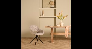 Eetkamerstoel Liperi - Stof - Creme/Wit - 58 x 83 x 62 cm (BxHxD)