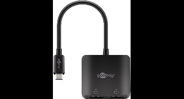 USB-C naar 2x DisplayPort 4K 60Hz adapter | zwart | 0,15 meter