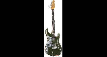 Fame Custom ST RW Worn Olive over Paisley - ST-Style elektrische gitaar