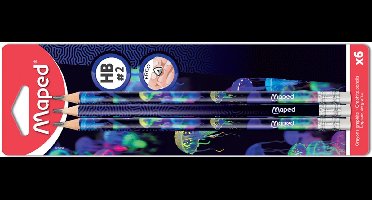 Maped potlood DEEPSEA PARADISE, met vlakgum, HB, 6 stuks op blister