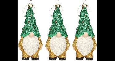 Home and Styling kersthanger gnome/dwerg/kabouter - 3x - kunststof - 12,5 cm - kerstversiering