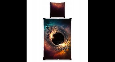 Microvezel Beddengoed 135x200 cm Zwart Gat Kussensloop 80x80 cm