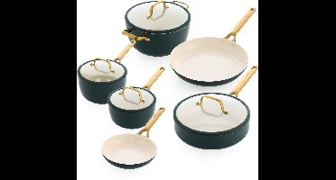 GreenPan Padova Dennengroen Keramische Inductie 10-delige pannenset - PFAS-vrij - Inductie pannenset - Ovenbestendig tot 200°C - Vaatwasserbestendig