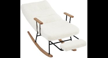 Schommelstoel – Relaxstoel – Fauteuil – Lounge stoel – Voedingsstoel – Comfortabele Velvet Bekleding – Handmatig Verstelbare Voetsteun