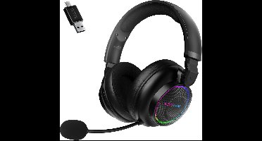 Xssive Draadloze Gaming Headset - 3-in-1 met 2.4Ghz USB Dongle, Bluetooth 5.4 & Aux - Low Latency - Geschikt voor PS5, PC, Nintendo Switch - 40mm Drivers - 15u Batterij - RGB - Gaming Koptelefoon met Microfoon