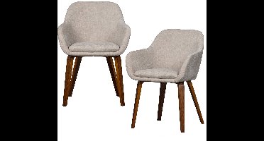vtwonen Base Eetkamerstoelen - Velvet Stof - Zand/Beige - 80x58x58 cm - Set van 2