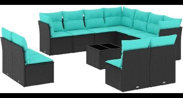 Tuinbank – Buitenbank – Loungeset – Tuintafel – Tuinmeubel – Polyrattan – Inclusief Kussens – Weerbestendig & Onderhoudsvriendelijk