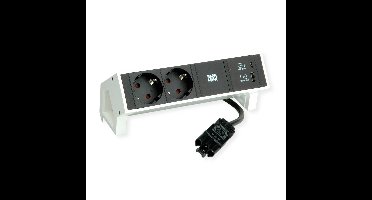 BACHMANN DESK2 2xbeschermend contact USB A&C, USB-lader 22W 0,2m GST18 wit