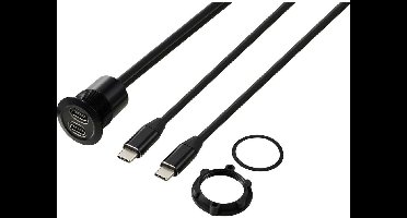 TRU COMPONENTS TC-13376320 USB-C (3.1) 2x bus/stekker, 1 m kabel, zwart 1 stuk(s)