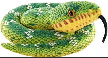 Wild Republic Pluche boa knuffel slang - 91 cm - boomslang - groen - reptielen knuffeldieren