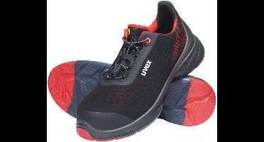 Uvex 1 G2 Halbschuhe S1P 68372 Schwarz, Rot (68372)-48 (Weite 11)