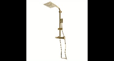 Goudkleurig Douchesysteem – Douche Set – Regendouche – Douchekolom – Thermostaatkraan – Antikalkfilter – 360° Draaibare Regendouche – Messing & Roestvrij Staal