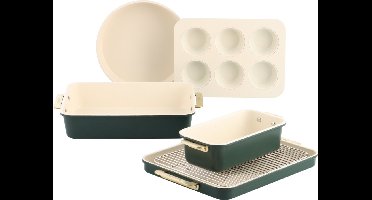 Greenpan Padova Reserve Bakeware Bakset - 6-delig Keramisch - Groen - PFAS-vrij