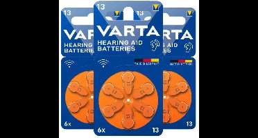 Varta Gehoorbatterij Gehoorapparaat 13 Blister - 3 x 6 stuks - Voordeelverpakking