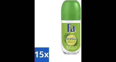 15 x Fa - Deodorant Roller - Caribbean Lemon - Verfrissend - 48 uur Bescherming - Citrusachtig - 50 ml - Deodorant Roll-on - 48 Uur Bescherming - Citrus Geur - Caribische Citroen - Fris