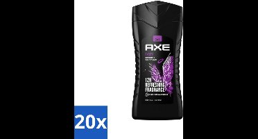 20 x Axe - 3-in-1 Douchegel - Excite - Douchegel - Crisp Coconut & Black pepper - 100% Plantaardig - 250 ml - Douchegel - Prebiotica - Kokosnoot - Zwarte Peper - Huid Verzorging