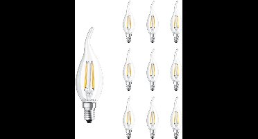 Ledvance LED Filament Tip-kaarslamp E14 - 4W 470lm 2700K 230V - Ø35mm - Geschikt voor kroonluchters, wandlampen, sfeerverlichting - 10 stuks