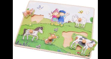 Johntoy Fien en Teun houten puzzel educatief speelgoed motoriek.