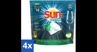 4 x Sun Optimum - All-in-1 - Vaatwasmiddel - Capsules - Citroen - 18 Capsules - Vaatwascapsules - Vaatwasmiddel - Citroen - All-in-1 - Vaatwasser