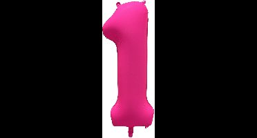 Folieballon cijfer 1 - Neon Roze - 86 cm