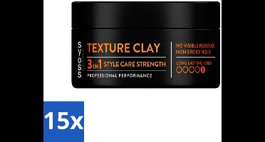 15 x SYOSS - Texture Clay - Verzorging - Langdurige Styling - 100ml - Haartypen - Haarstyling - Texture Clay - Matte Finish - Haar Verzorging