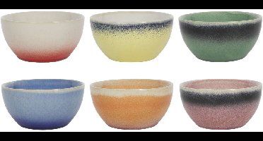 Studio Tavola Kleine Kommen Fire ø 10 cm - Set van 6 kleurrijke kommen - Ideaal voor dips en snacks - Vaatwasserbestendig - Aardewerk - Ø 10 cm - Keukengerei - Tafelaccessoires