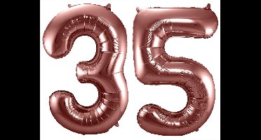 Folat Verjaardag Leeftijd folieballonnen - 35 jaar - rose goud - 86 cm - cijferballon groot
