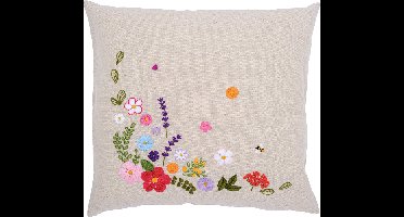 Vervaco - Kussen kit - Kleurrijke wereld van bloemen - PN-0222279 - Borduren - Borduurpakket - Borduurpakket volwassenen - Borduurpakket kind