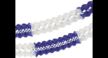 Guirlande extra groot, papier Ø 16 cm · 10 m blauw/wit brandvertagend