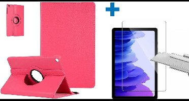 Screenprotector Geschikt voor Samsung Galaxy Tab A7 Hoes - (2020/2022) - 360 graden draaibaar case Pink + screenprotector gehard glas