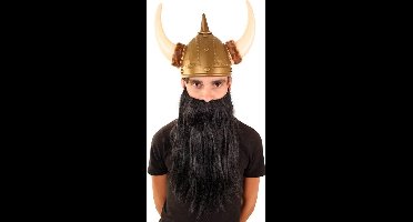 Baard met snor zwart steil haar