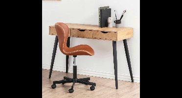 Sidetable/bureau Jupiter 110 Cm 3 Lades - Wilde Eik/zwart - Actona - Secretaire - Bruin; Zwart - MDF