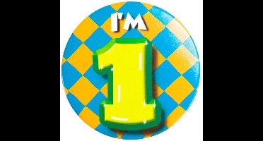 Paper Dreams Button I'm 1 Junior 5,5 Cm Staal Geel/groen/blauw