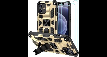 Hoesje Geschikt voor iPhone 12 Mini – Anti-Scratch Shockproof Goud - 2 Pack Screenprotector