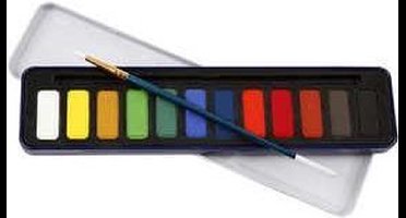 Aquarelverf - Verschillende Kleuren Waterverf - Watercolor Paint - Aqua Pigment Aquarelverf - Verschillende Kleuren - Hoog Pigment Gehalte - Waterbasis - Aquarel Hobbyverf - In Opbergdoos - Set Van 12 Kleuren