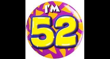 Paper Dreams Button I'm 52 Staal 5,5 Cm Paars/geel/blauw