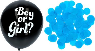 Ballonnen Gender Reveal Jongen met blauwe confetti 41cm | 3 stuks