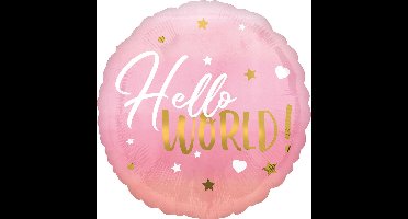 Amscan - Folieballon Hello World Roze 43 cm