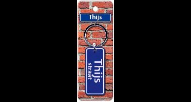 Paper Dreams Sleutelhanger Straatnaam Thijs 9 Cm Staal Blauw