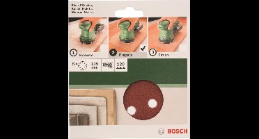 Bosch 5-delige schuurbladset voor excenterschuurmachines 125 mm geperforeerd - korrel 120